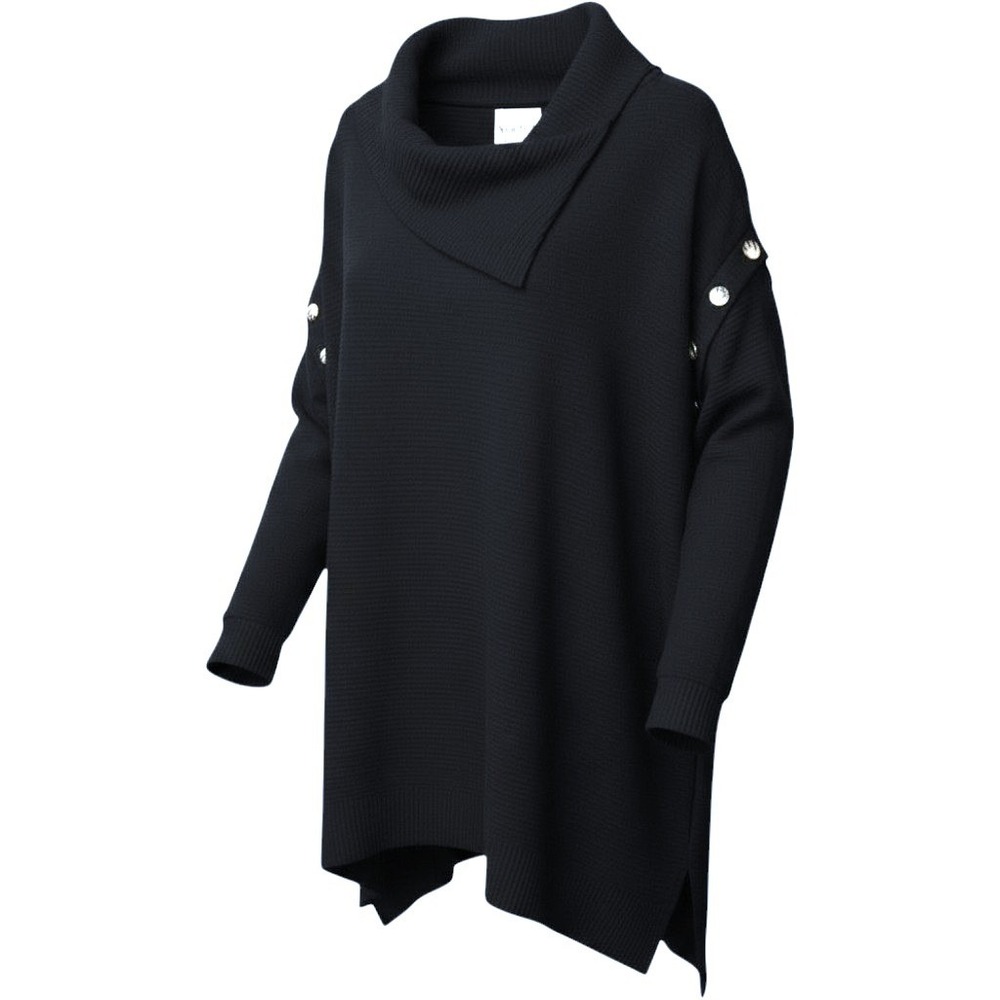 New York Laundry Black Cowl Neck Button Shoulder Tunic Sweater 3X